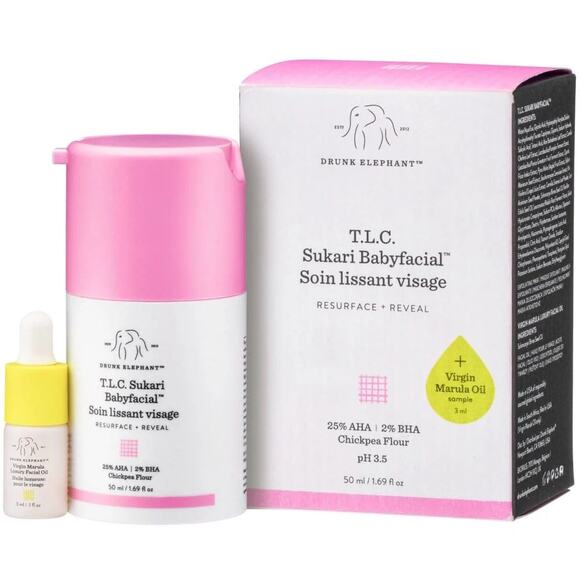 Drunk Elephant T.L.C. Sukari Babyfacial +Virgin Marula Luxury Facial Oil 1.69 oz - Picture 1 of 10
